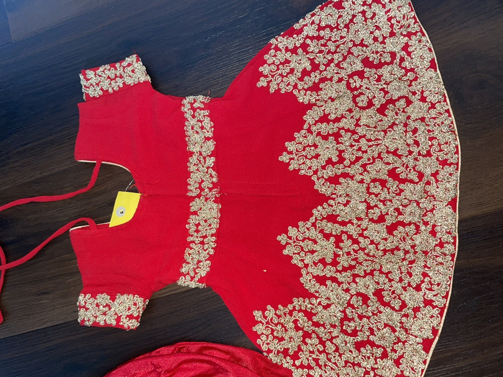 Pakistani/Indian Baby Size 14 Anarkali Dress Red/Gold With Dupata & Bangles 1 Yr