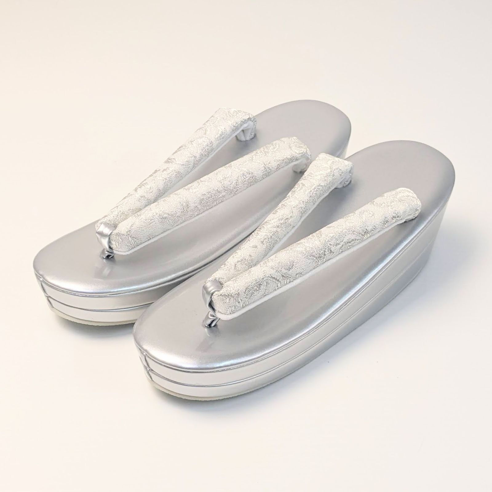 Japanese Zori (Sandals) Formal Obijiki Silver Synthetic Leather Size S,M,L,XL,3L