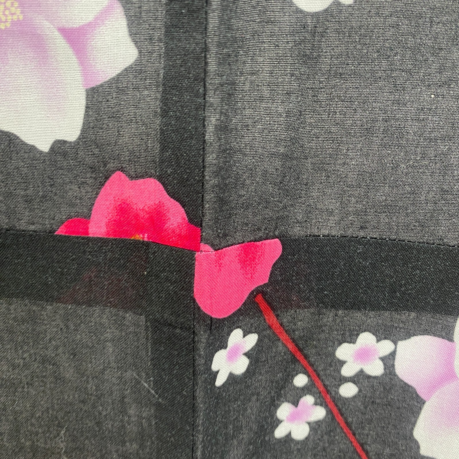 Japanese Vintage Kimono Yukata Cotton Black No Lining Traditional Length 63 in