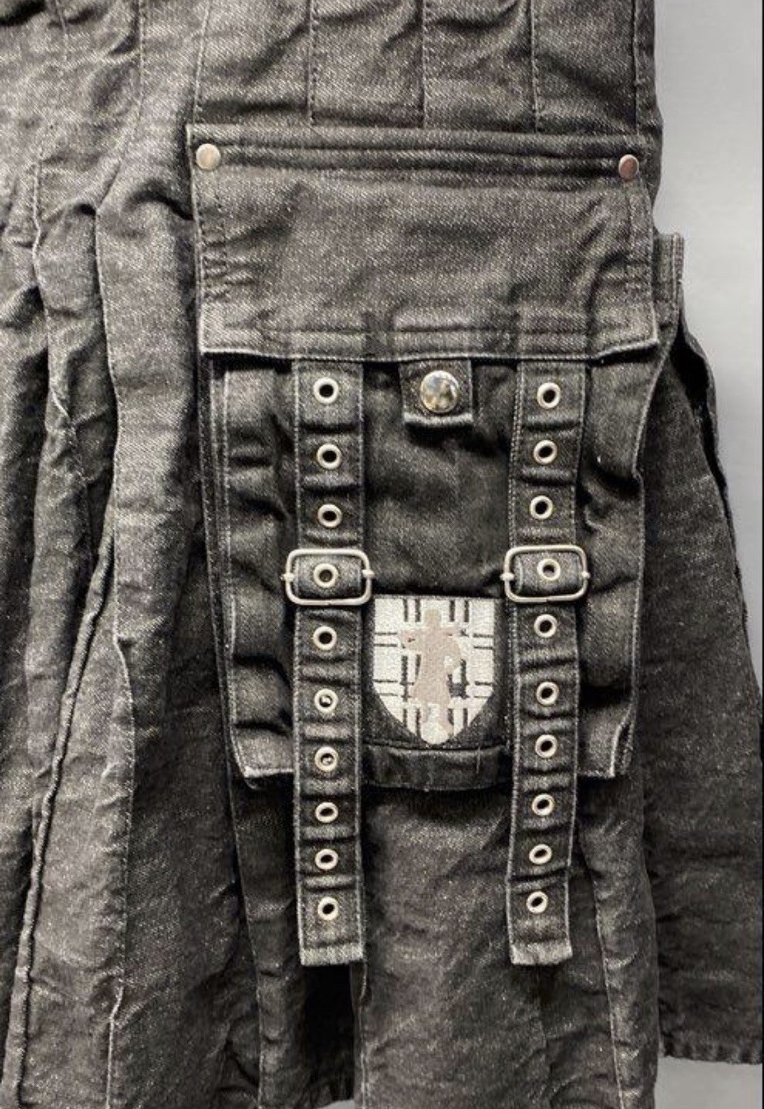 Damn Near Kilt Em Skirt Men’s L/XL Black Utility Kilt Tactical Heavy Duty 40×22