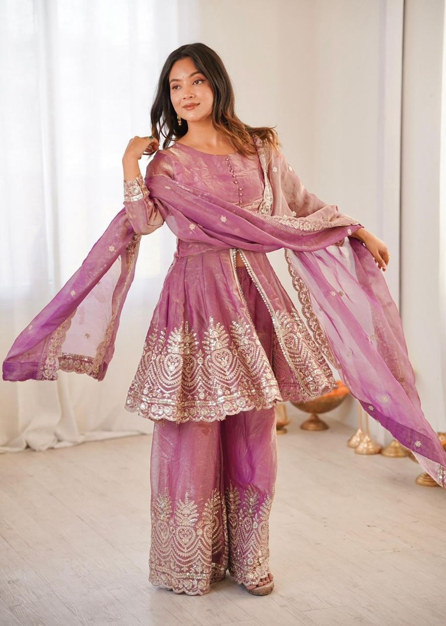 PUNJABI SHARARA PLAZZO KURTI PLAZZO SALWAR KAMEEZ SUIT WOMEN READY MADE DESIGNER