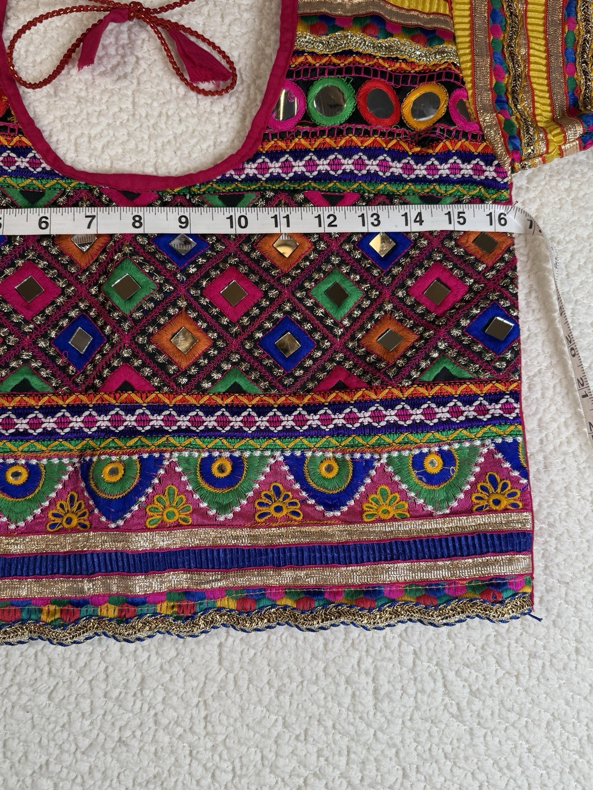 India Choli Half Crop Top Mirror Tribal Belly Dance Size Small Chest 32 Inches