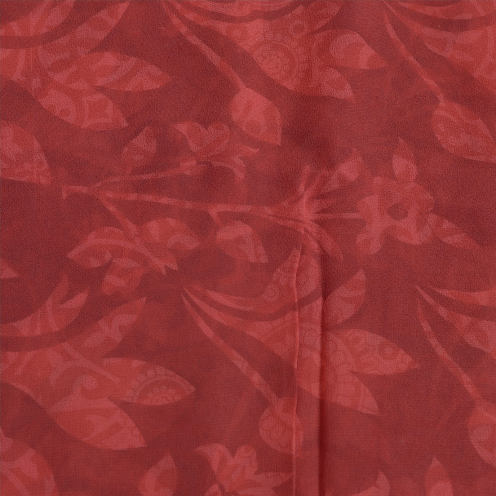 Sanskriti Vintage Red Indian Sarees Print Lace Work Pure Georgette Sari Fabric