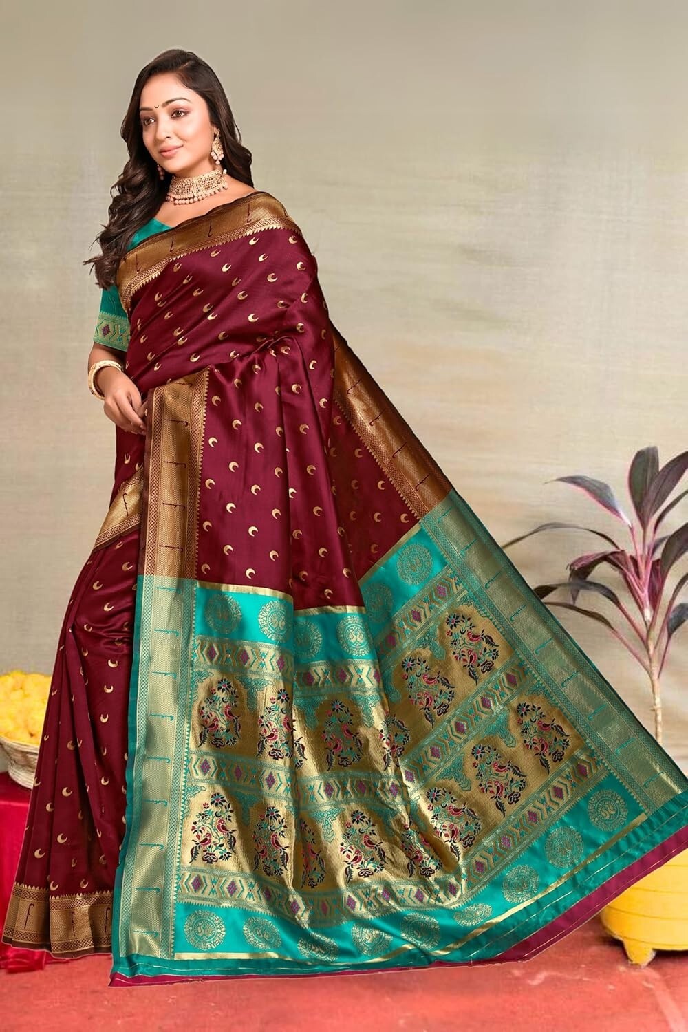 Women’s Pure Kanjivaram Silk Saree With Unstitched Blouse Piece