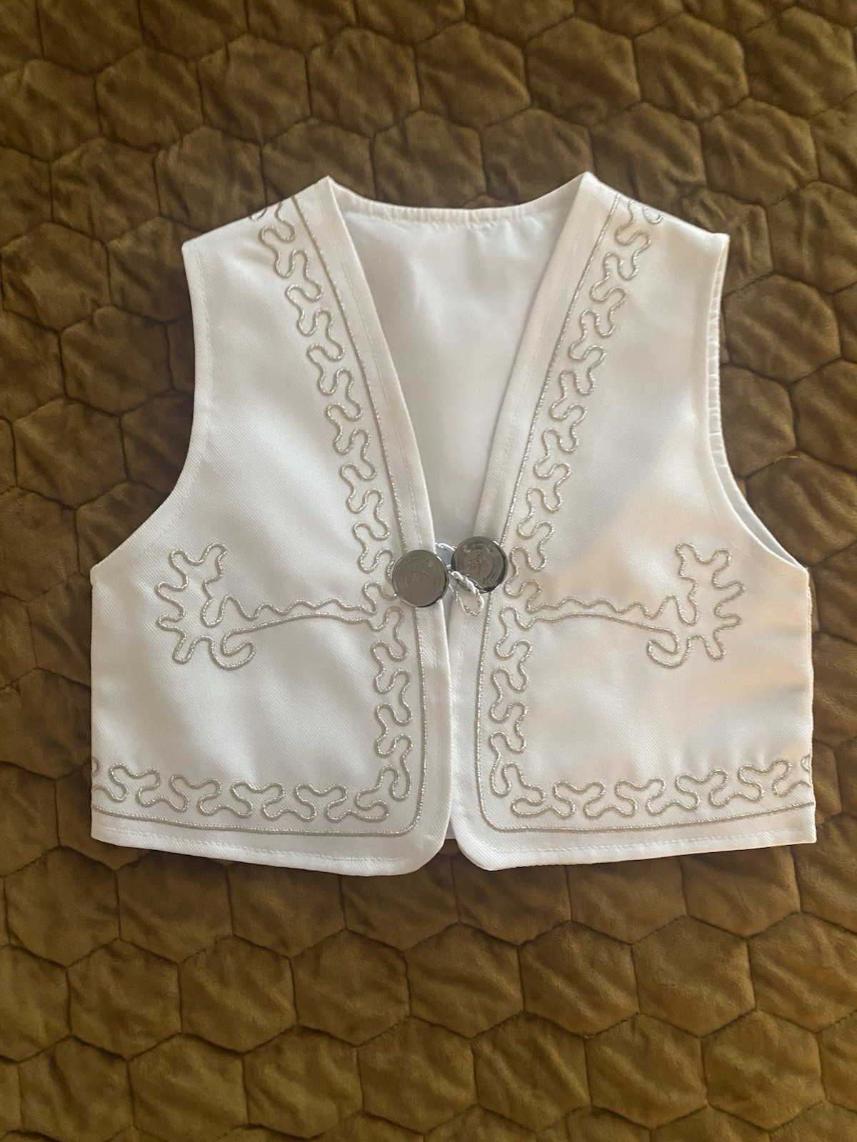 Mexican Charro Mariachi Suit Child White Size 2. Six Pieces as pictured.