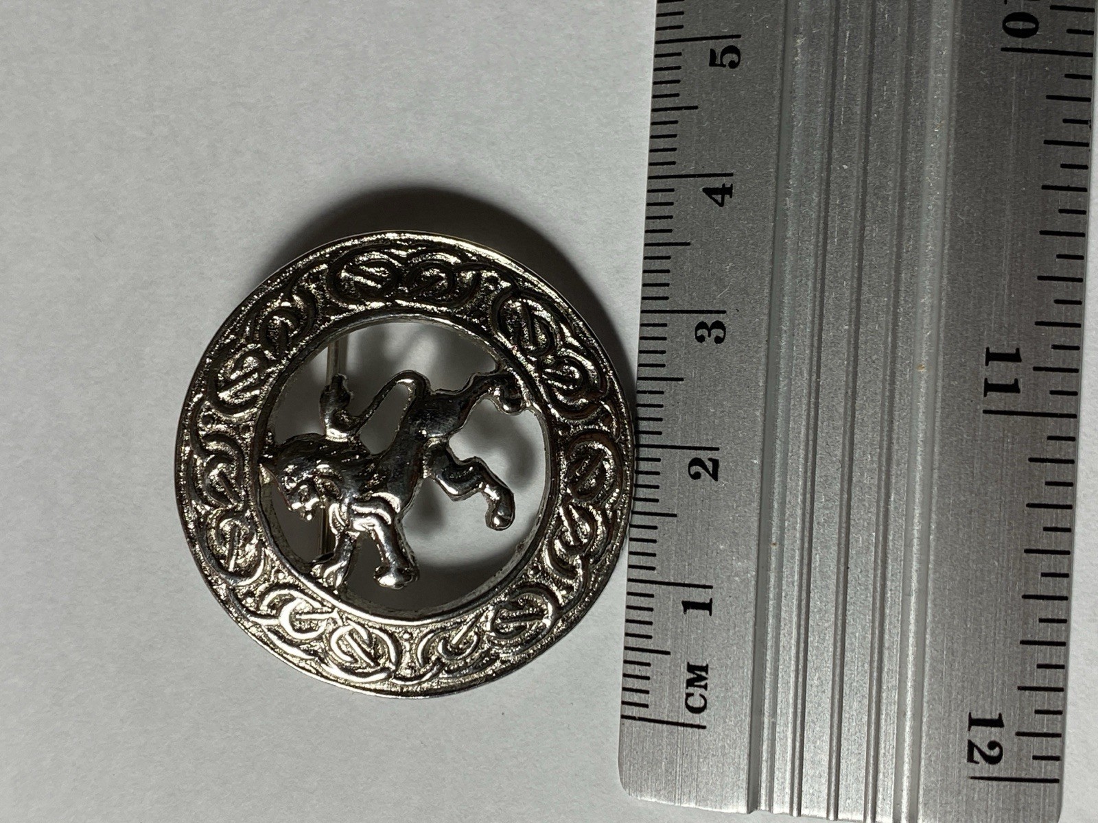 Celtic Knots with Lion Rampant Signed CJ Scotland Carrick Jewelry Brooch Pin