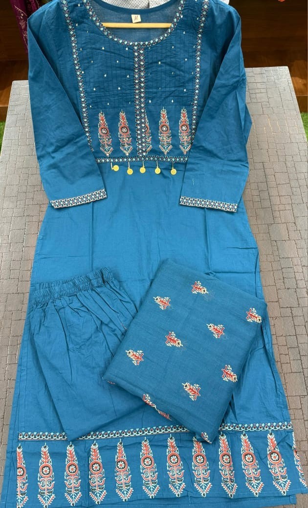 Blue Embroidered Salwar Kameez Readymade Plus Big Size Upto 7XL Kurtis For Women