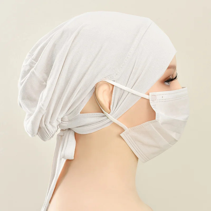 Jersey Cotton Muslim Women Under Hijab Cap With Ear Hole Inner Hijab Cap