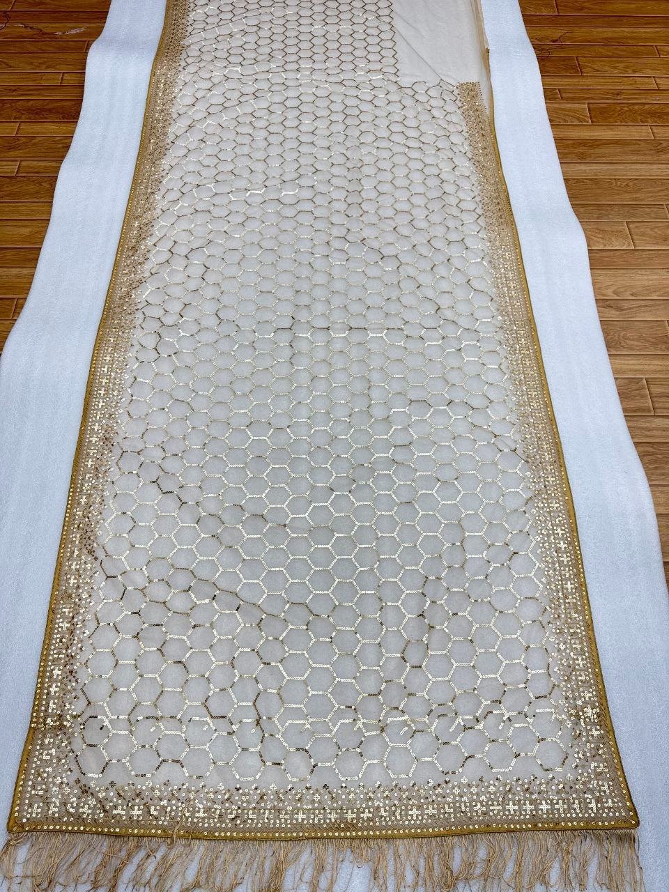 Bollywood Replica Butterfly Net Thread Sequence Embroidery Saree With BlouseSari