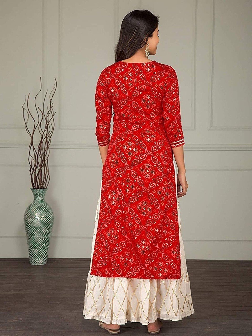 Rayon Straight Kurti with White Sharara Plazzo for Women & Girls Dress