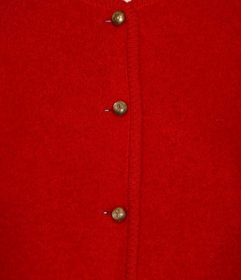 RED-Boiled WOOL Women GERMAN Winter WARM Cardigan Dress Walk Sweater JACKET 10 M
