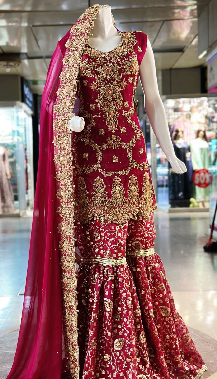 Pakistani Wedding Collection Heavy Handwork Shirt, Dupatta With Heavy Gharara