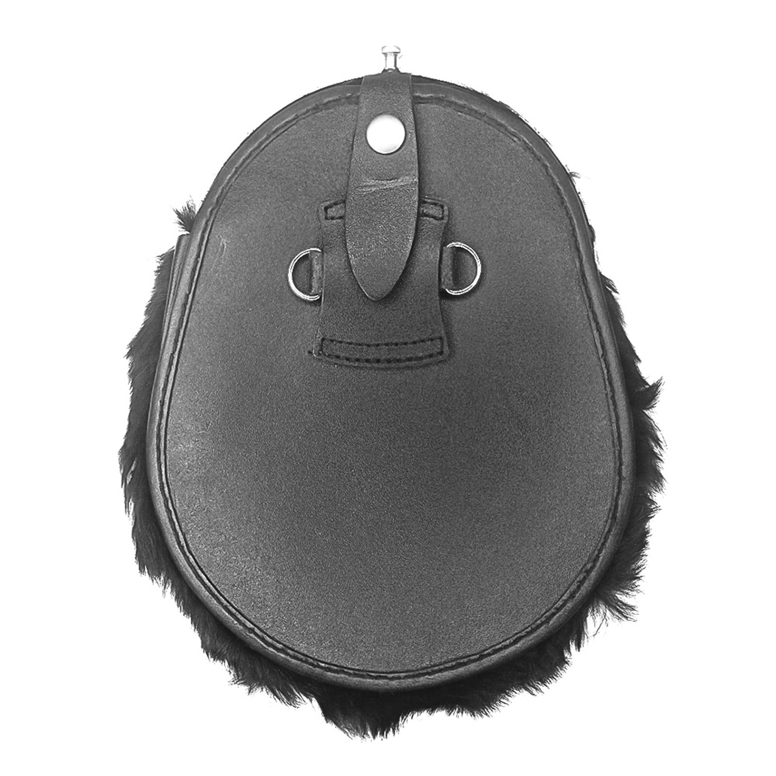 Natural Black Rabbit Fur Scottish Kilt Sporran | Black and White Chroom Cantle