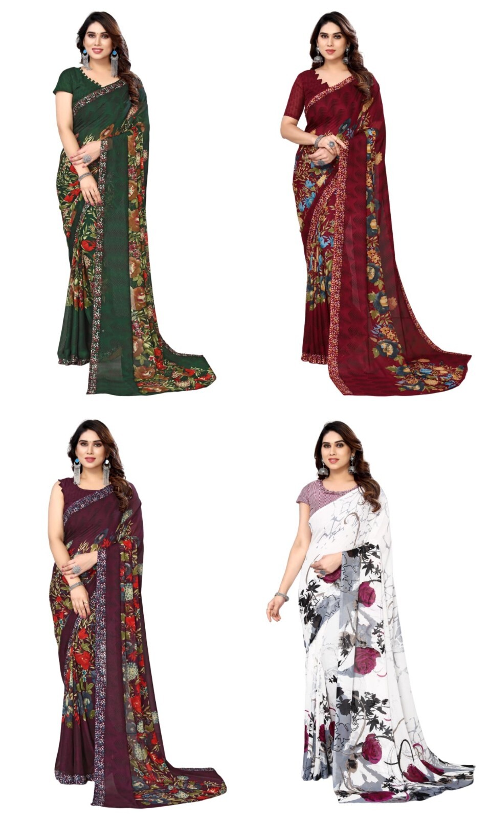 Women’s Printed Trendy Georgette Saree With Blouse Material