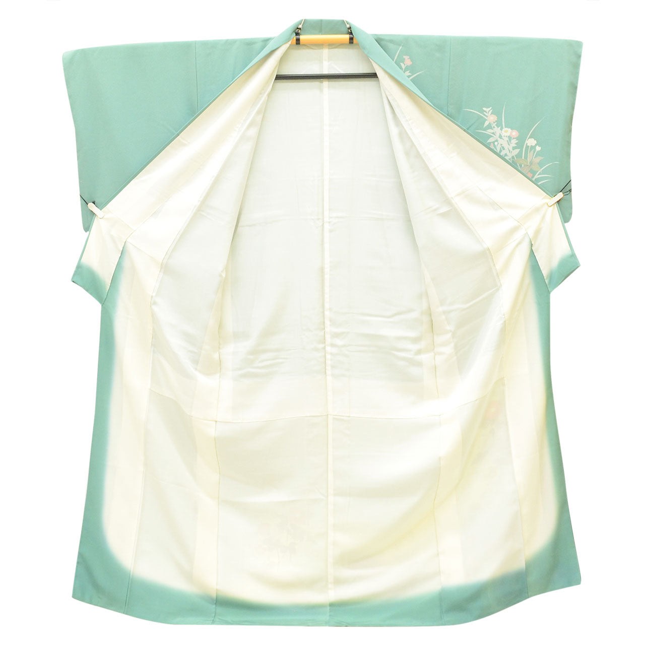 Vintage Japanese Kimono | Houmongi | Green Silk | Botanical | uu2526b