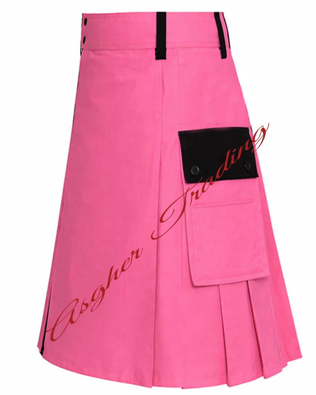 Handmade Pink & Black kilt Cotton Hybrid Utility kilt For Men, Custom Size Kilts