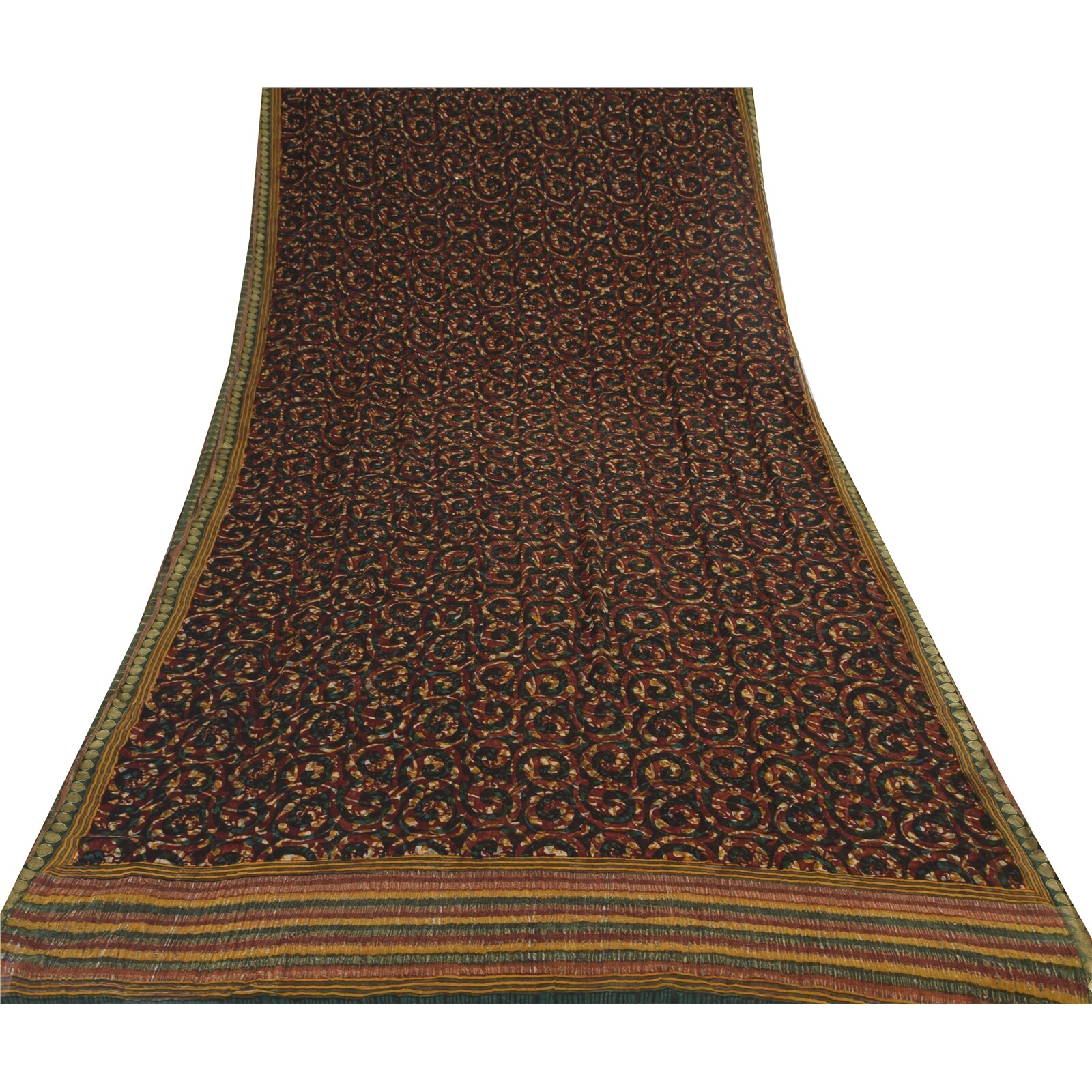 Sanskriti Vintage Brown Sarees Pure Chiffon Silk Printed Sari Soft Craft Fabric