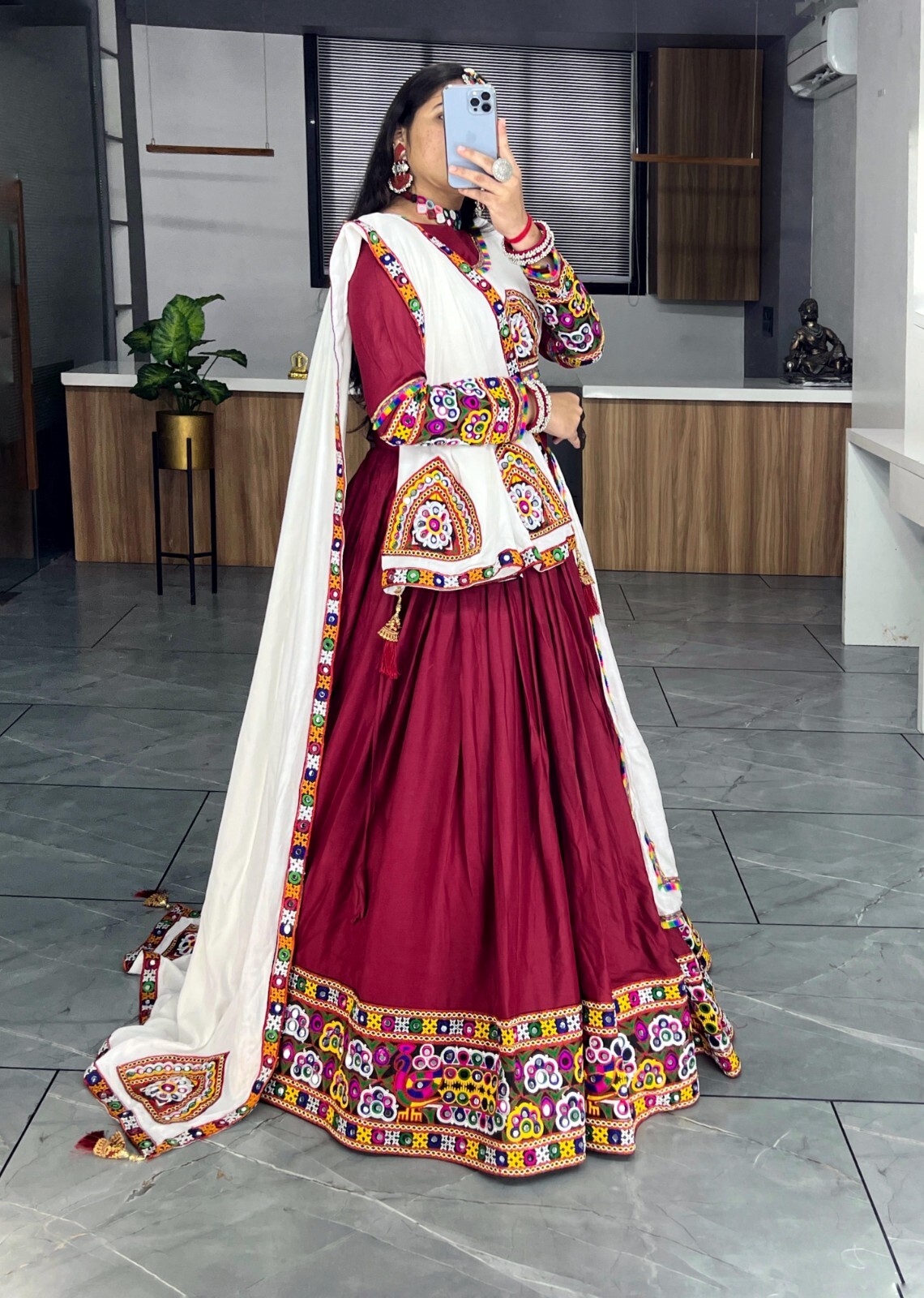 Pure Rayon Cotton Full Stitched Festival Bollywood Lehenga Blouse & Dupatta GR-K
