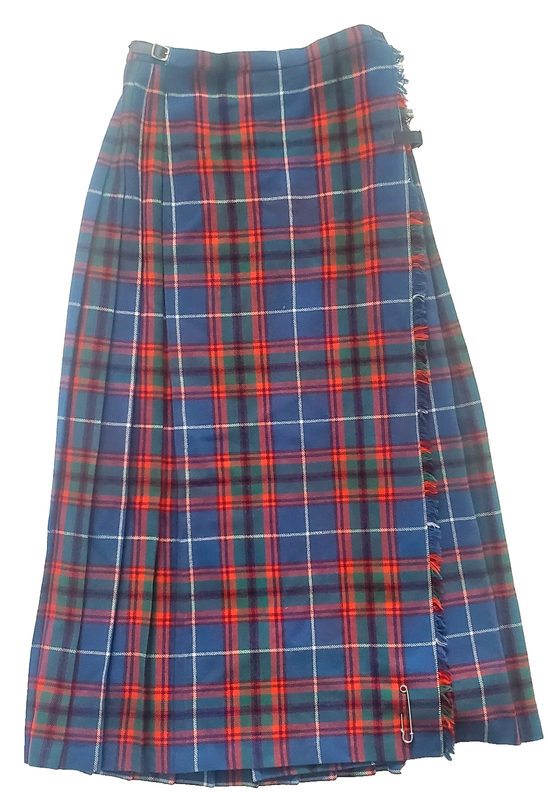 VTG Laird-Portch Scotland Wool Kilt Skirt Size 30 Plaid Blue Red Tartan Pleated