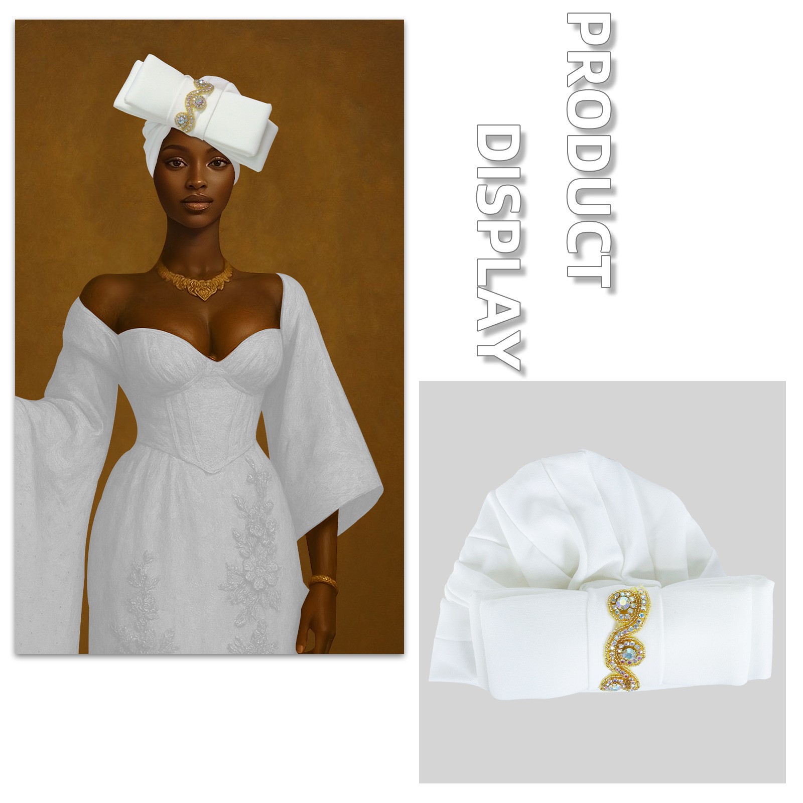 New Africa Tradition Turban Cap Bow Diamond Wrap Hat Auto Gele Birthday Headwear