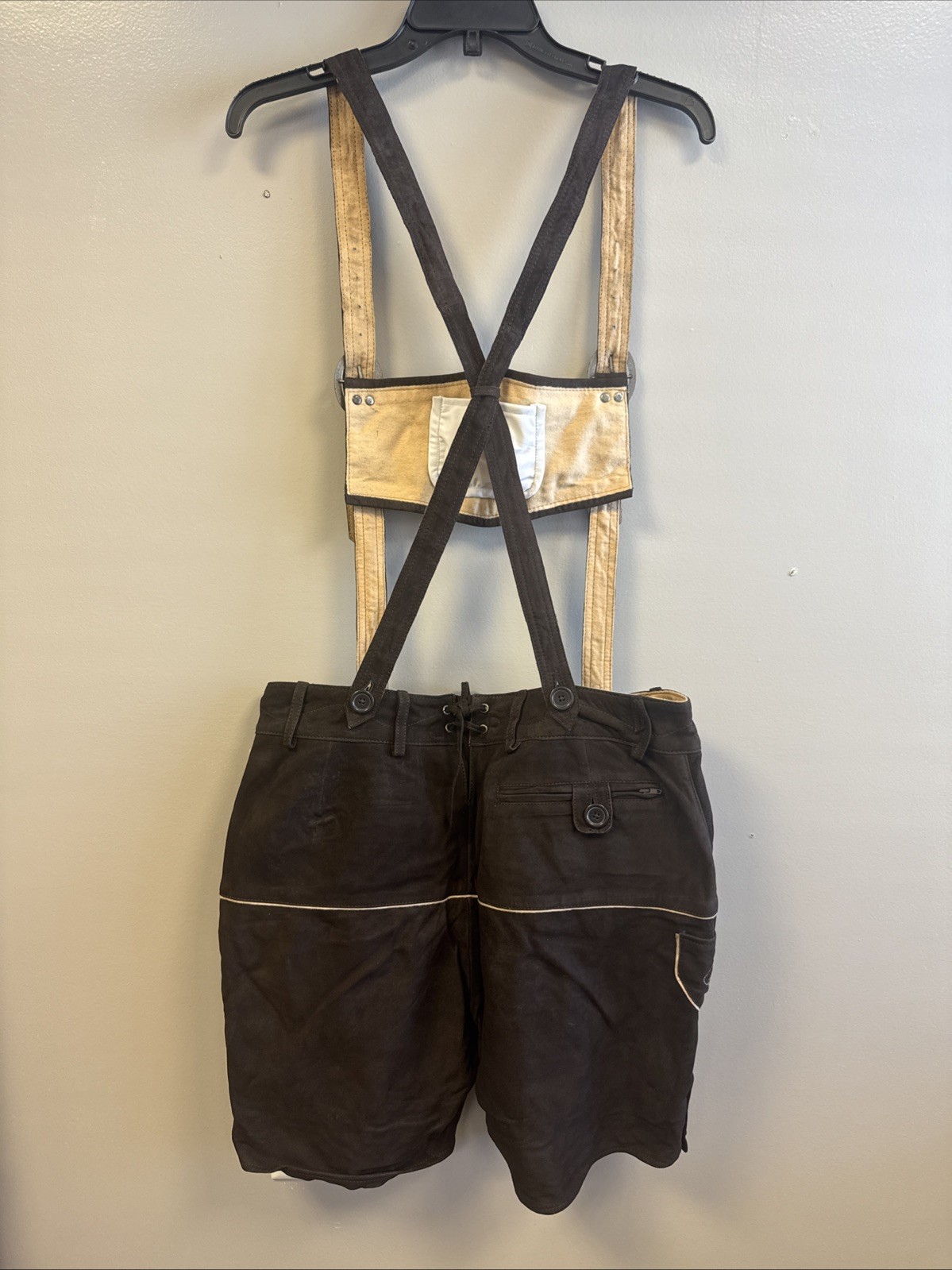 NWT Chubbies Mens Large Lederhosen Brown Suede Lamb Leather German Oktoberfest