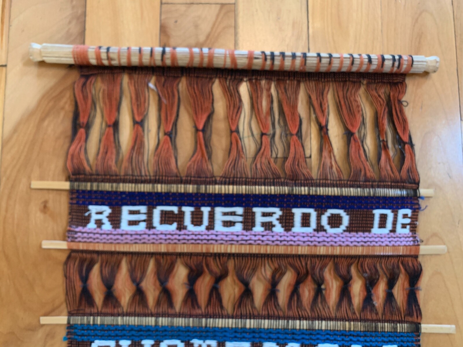 Vintage HANDWOVEN GUATEMALAN WALL HANGING – 14’x12″ – REMEMBER GUATEMALA