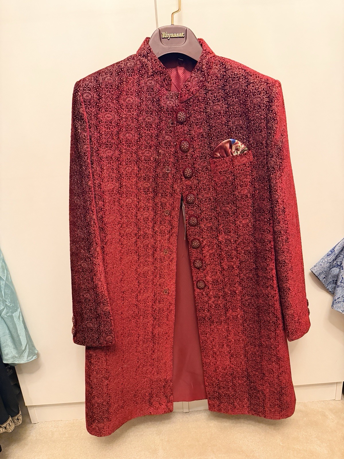 Men’s Sherwani 40 | Maroon | Indian Wedding Formal | Brand New with Tags