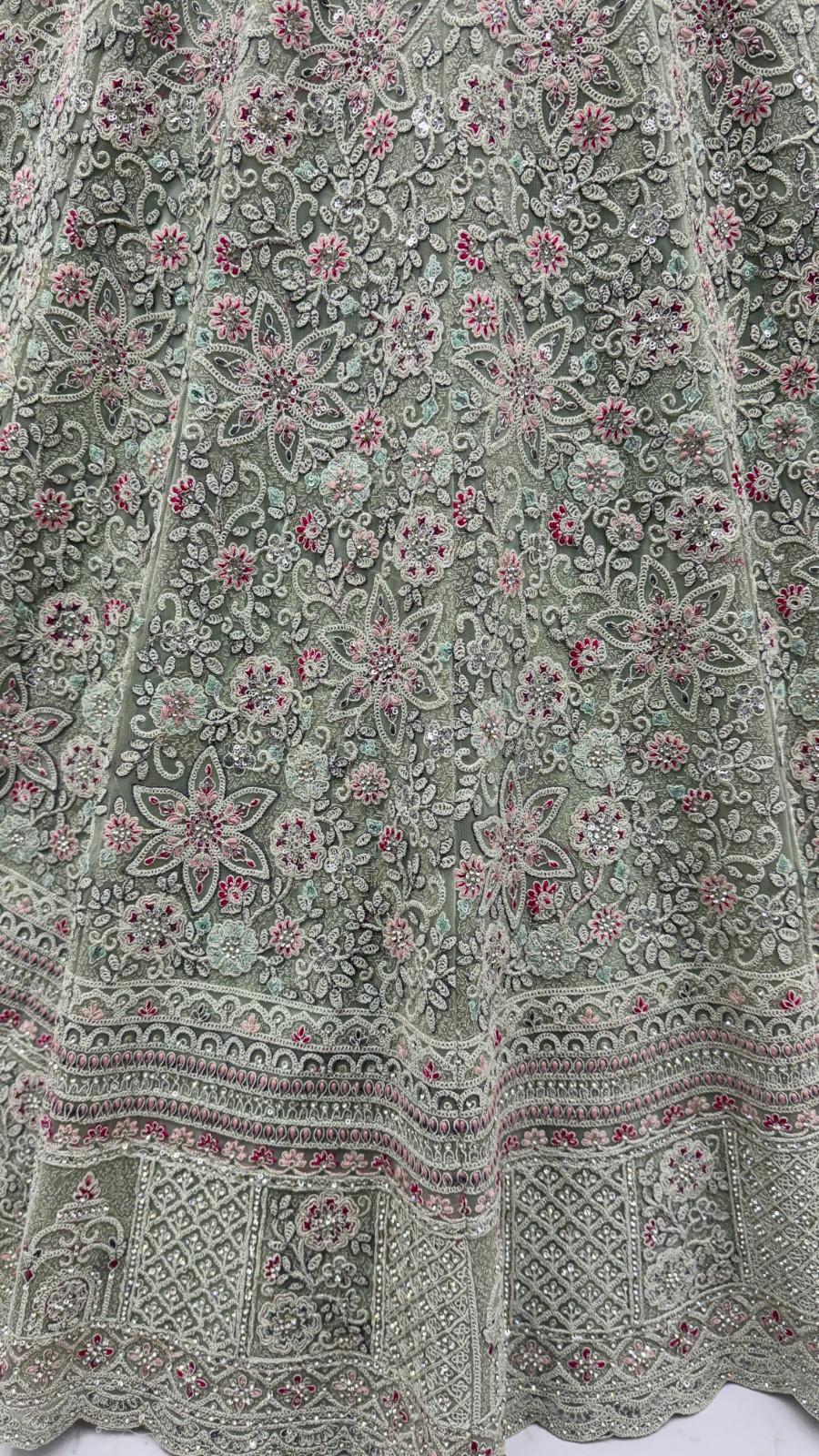 Bridal Net Lehenga Choli Sequins Zircon Designer Reception Party Dress