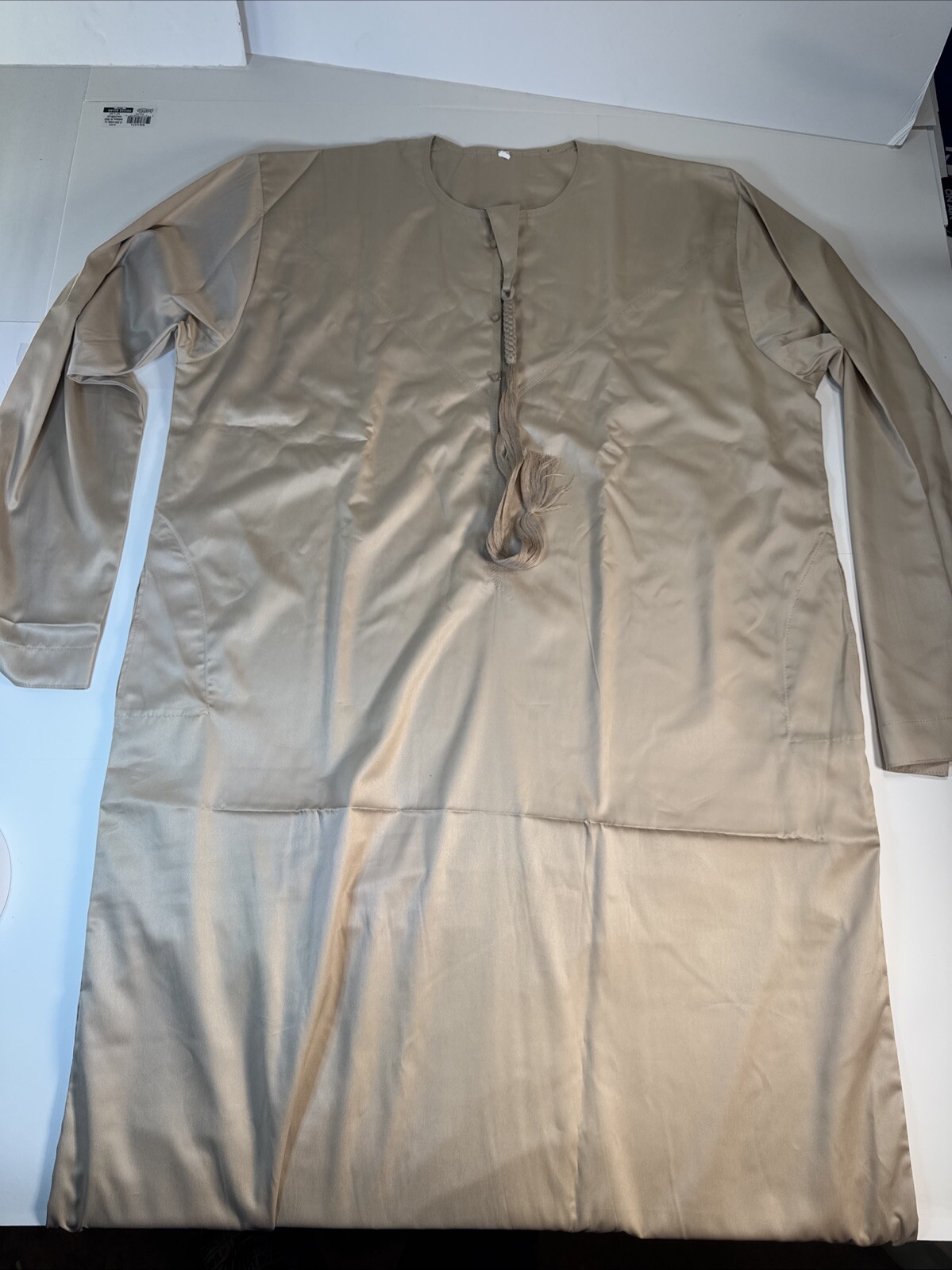 Vagad’s Tan Solid Full Kurta Size 62 NEW NEVER WORN 62” Long Beige