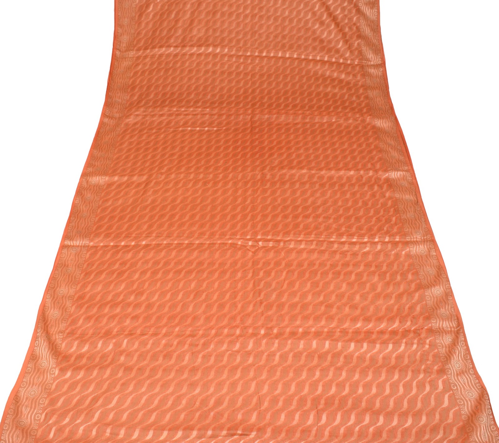 Sushila Vintage Pure Tussar Silk Saree Laheriya Woven Orange Soft Sari Fabric