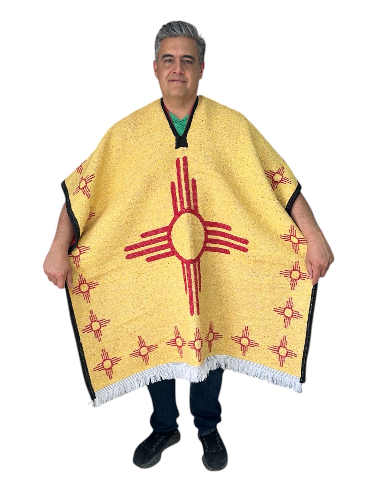 MEXICAN PONCHO , NEW MEXICO , ONE SIZE , GABAN , YELLOW , NEW MEXICO STATE