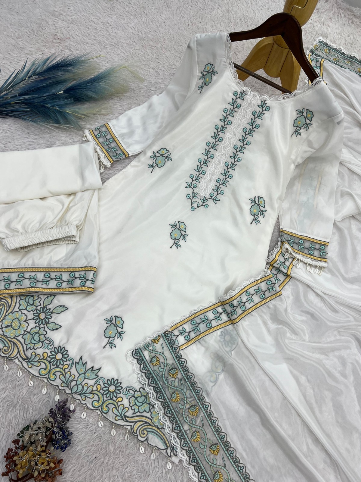 Designer Silk Top Farshi Palazzo Dupatta Party Wear Women Farshi shalwar suit