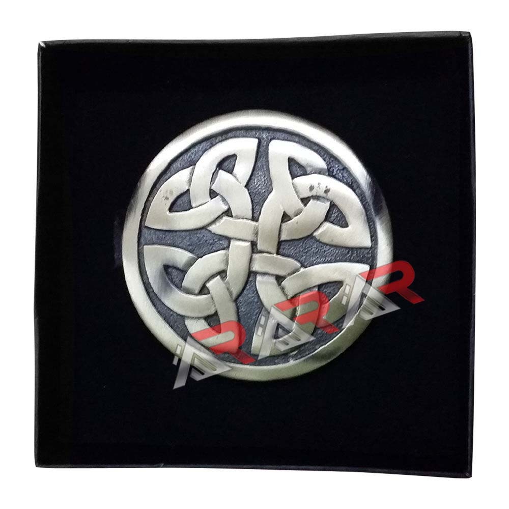 AAR Celtic Knot Antique Finish Fly Plaid Piper Brooch for 2.70″ Diameter Kilt