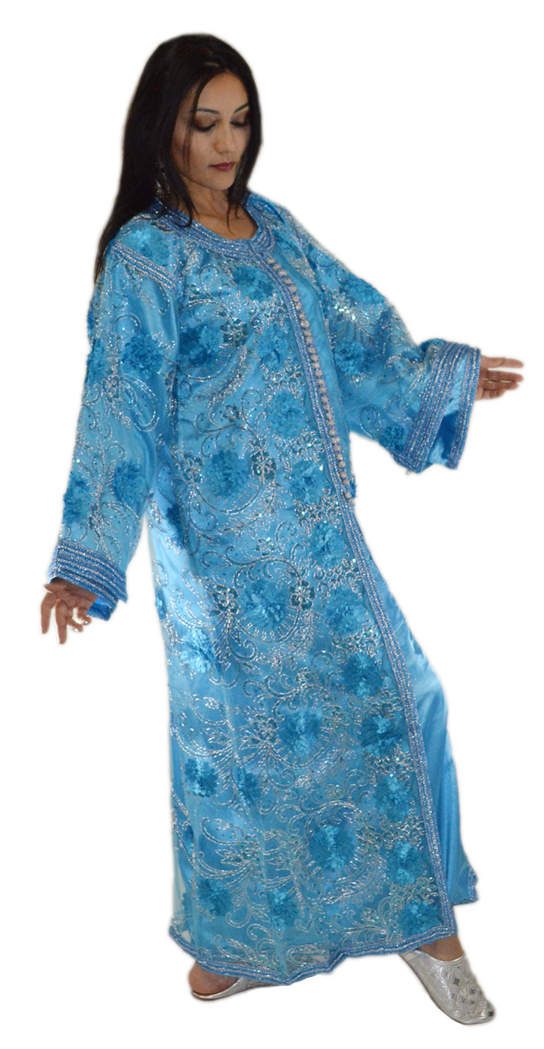 Moroccan Caftan handmade Kaftan Wedding Gown Dress 2 Pieces Fits SMALL to Large