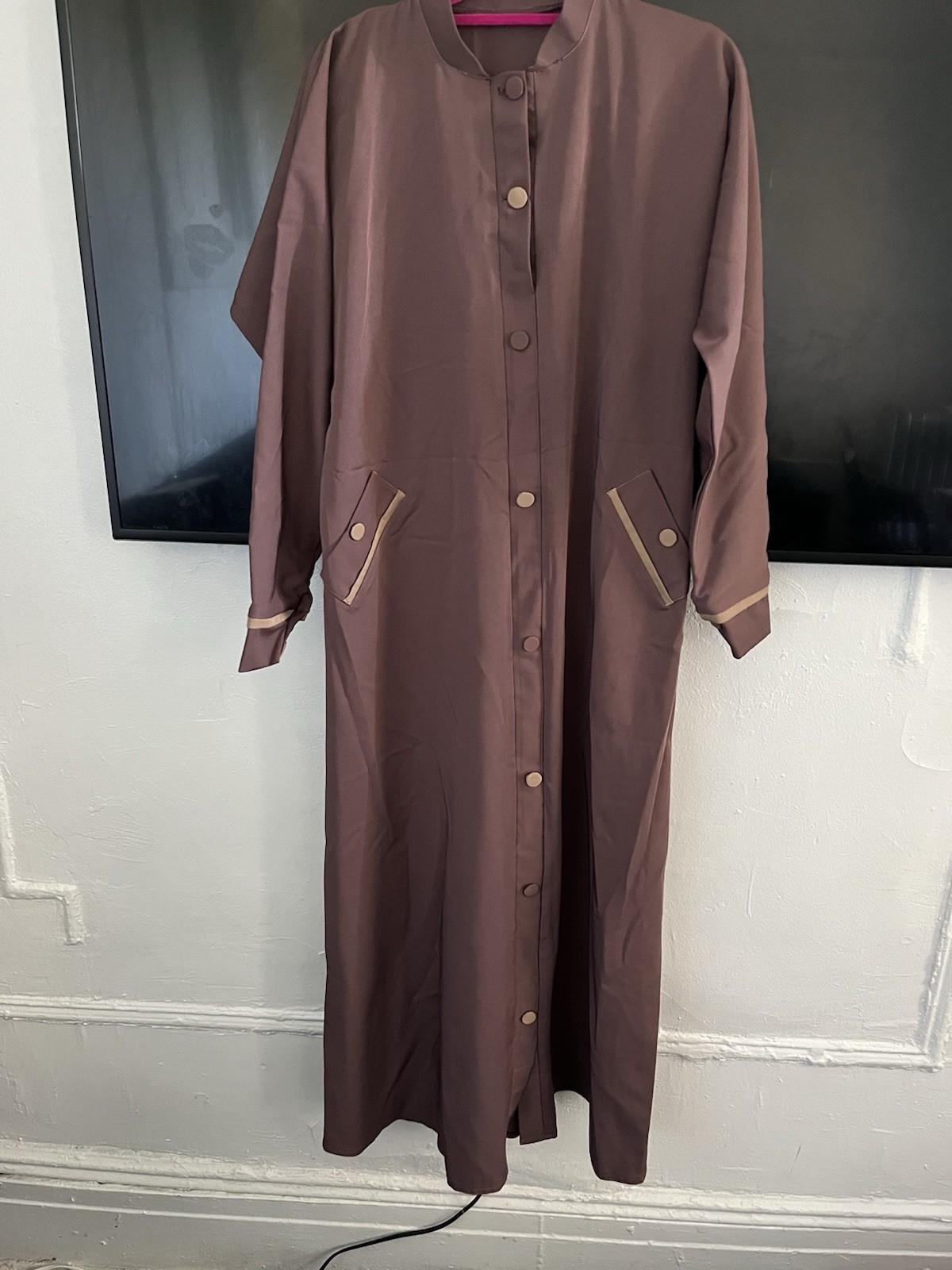 Islamic Dusty mauve Abaya Along with Matching Scarf,Dubai Outfit Set Size M .
