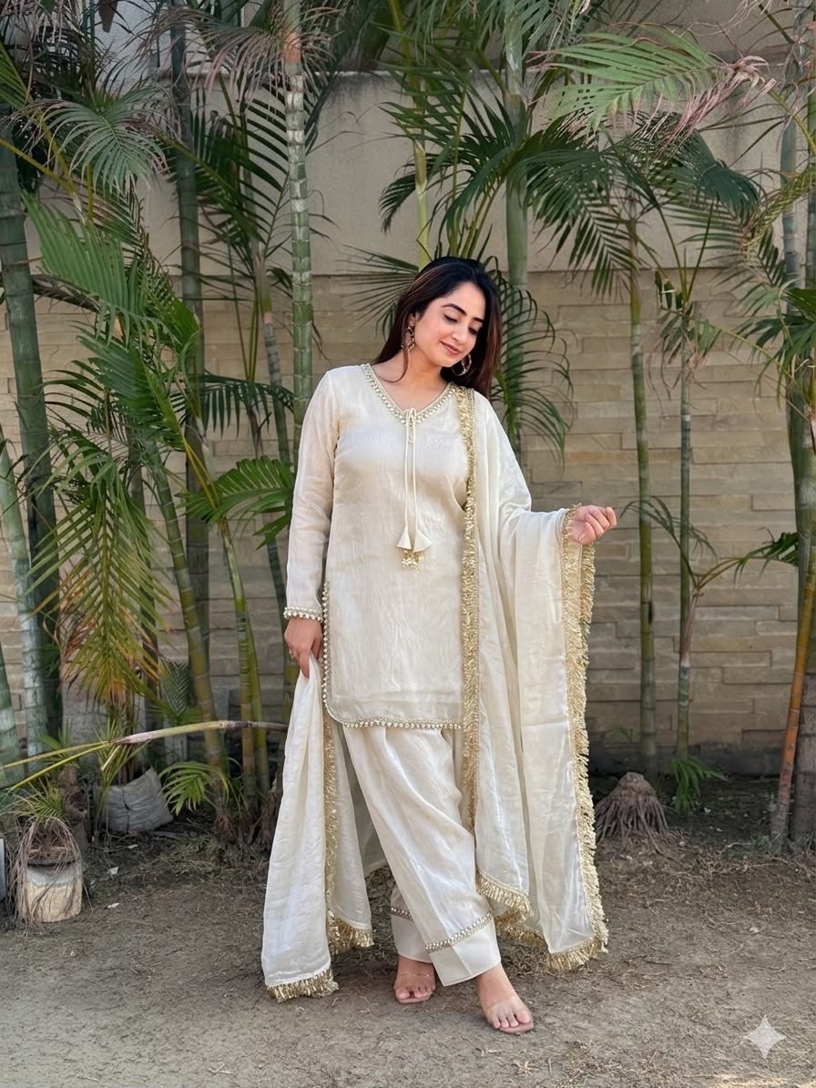 Women’s Kurta Salwar Set with Embellished Dupatta | Ready-to-Wear Ethnic Outfit
