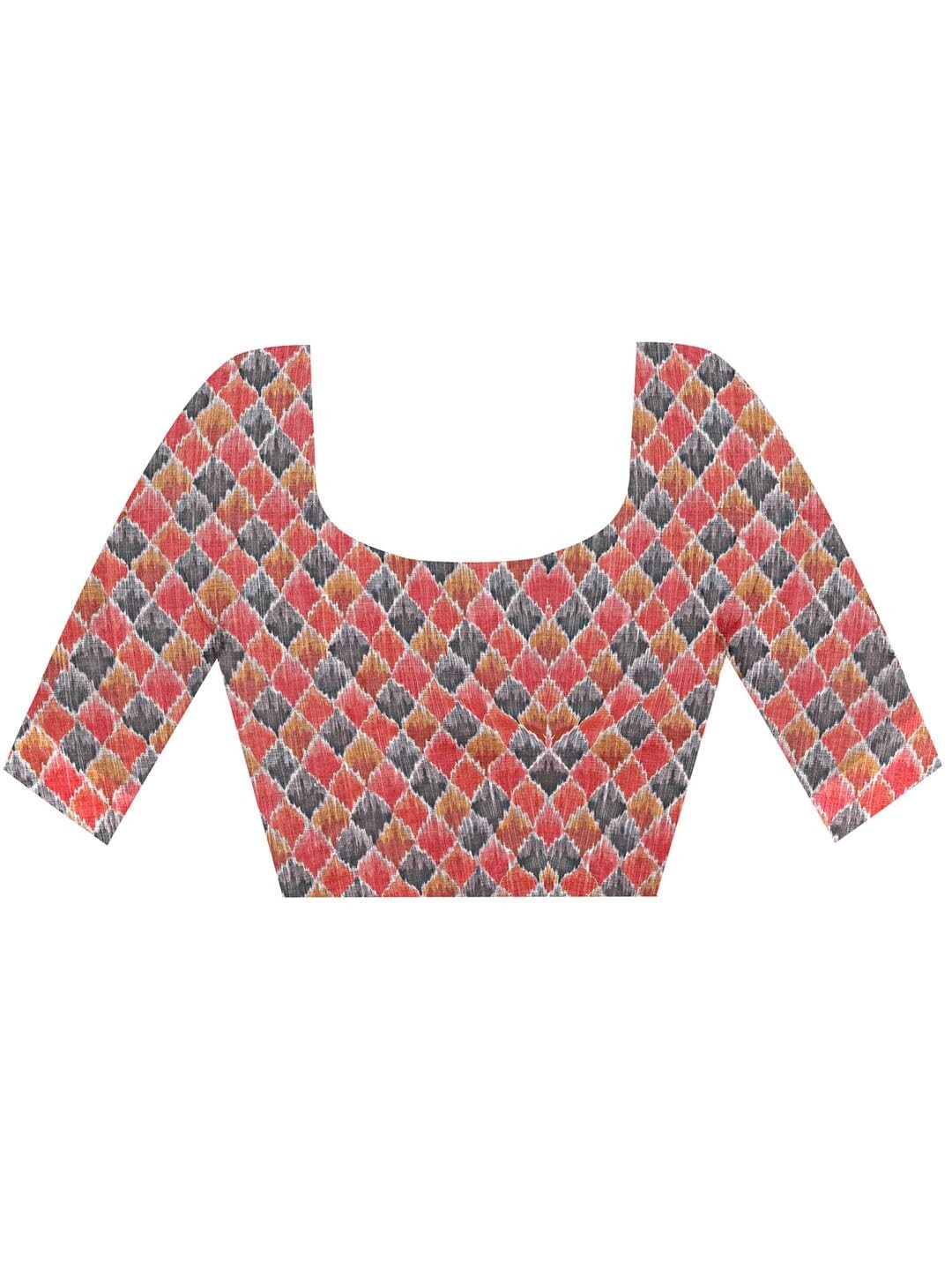 Women’s Peach Cotton Linen Polka Dot Printed Saree with Unstitched Blouse Piece