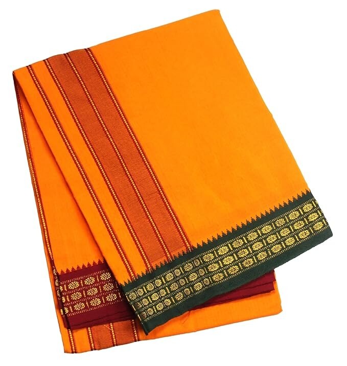 Men’s Single Dhoti – 2 Mtr/Mundus/Lungi Big Border ( Light Yellow, Set of 1 )