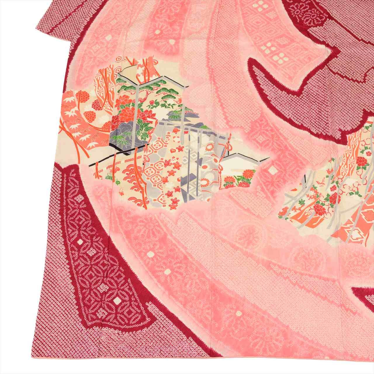 Vintage Japanese Kimono | Furisode & Nagajuban Set | Red Silk tt1320b*