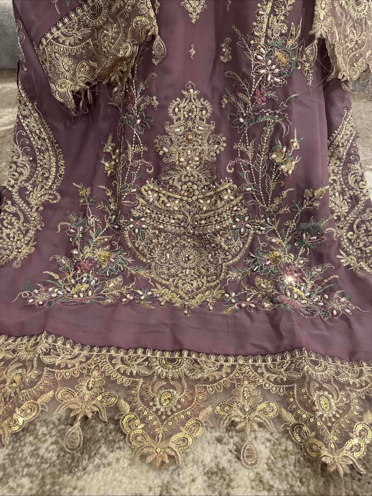 Pakistani Indian salwar kameez Embroidered Chiffon Long Duppatta Bust 36