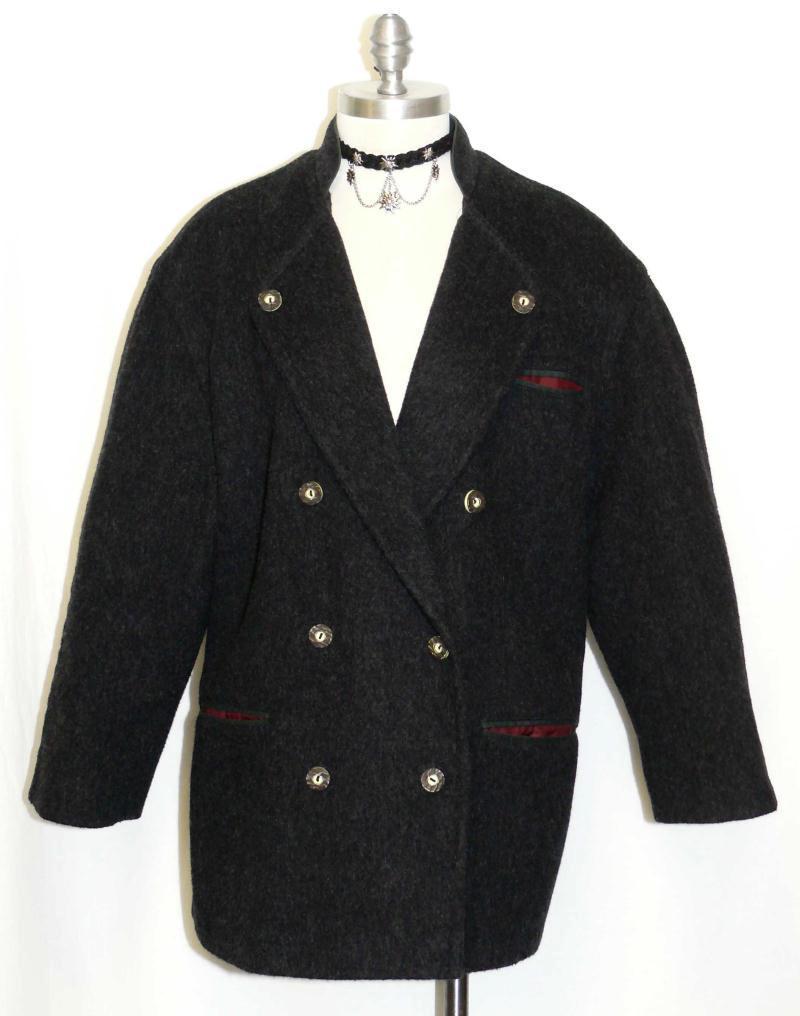 BLACK ~ WOOL Women German Hunting Shooting WINTER Walk JACKET Over Coat 40 18 XL