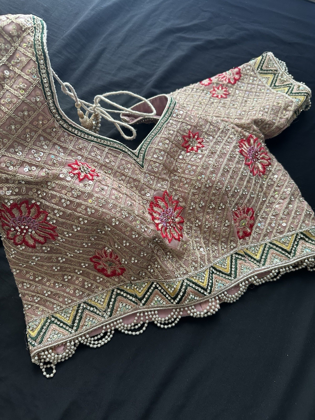Blush Pink Embroidered Bridal Lehanga for Women with Peacock and Floral Design