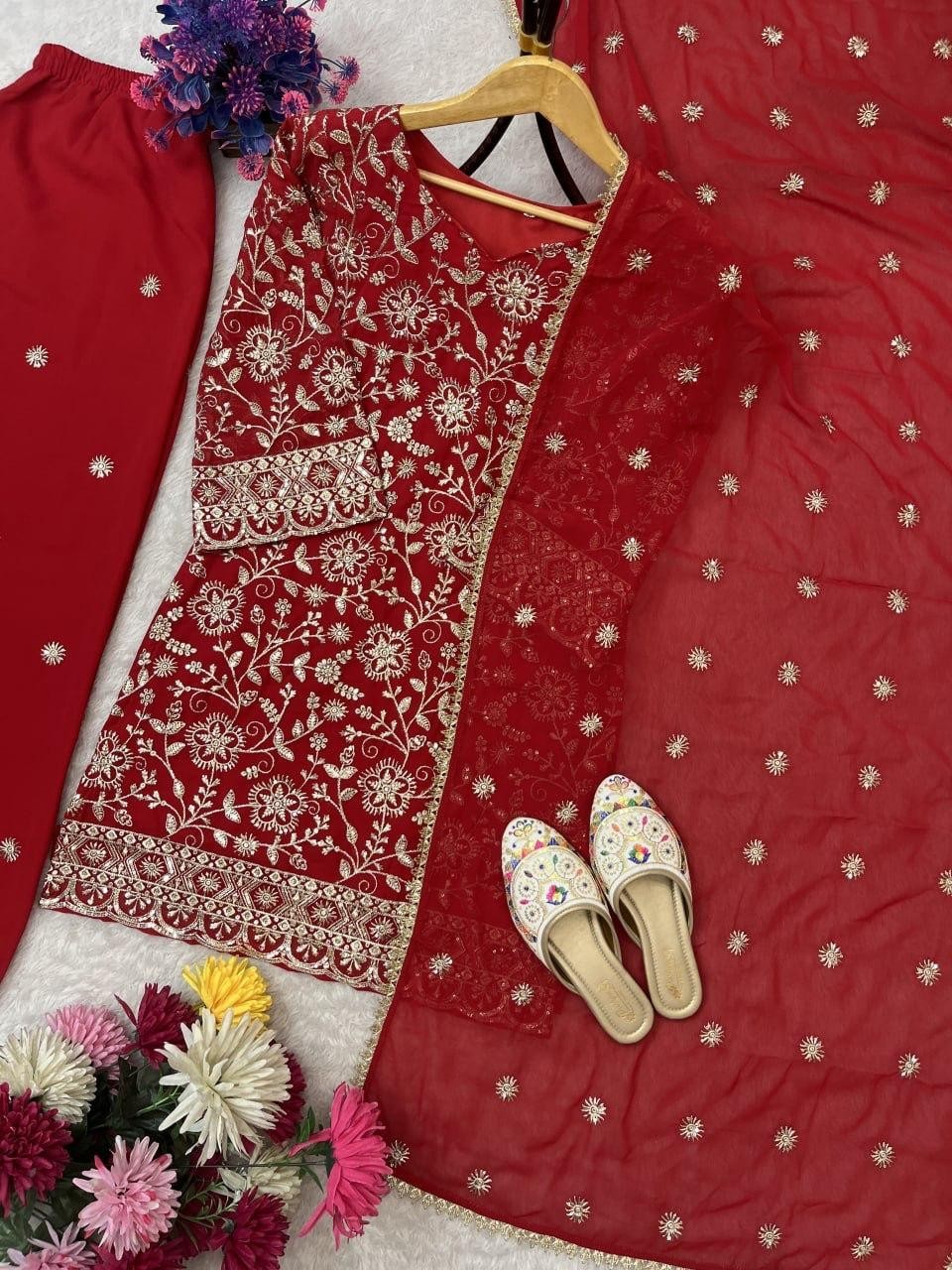 Designer Indian Pakistani top plazzo Bollywood Dress Party Wear Suit wedding