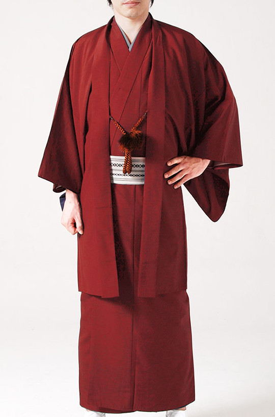 Japanese Men’s Traditional Kimono HAORI Jacket Coat Set Red from JAPAN