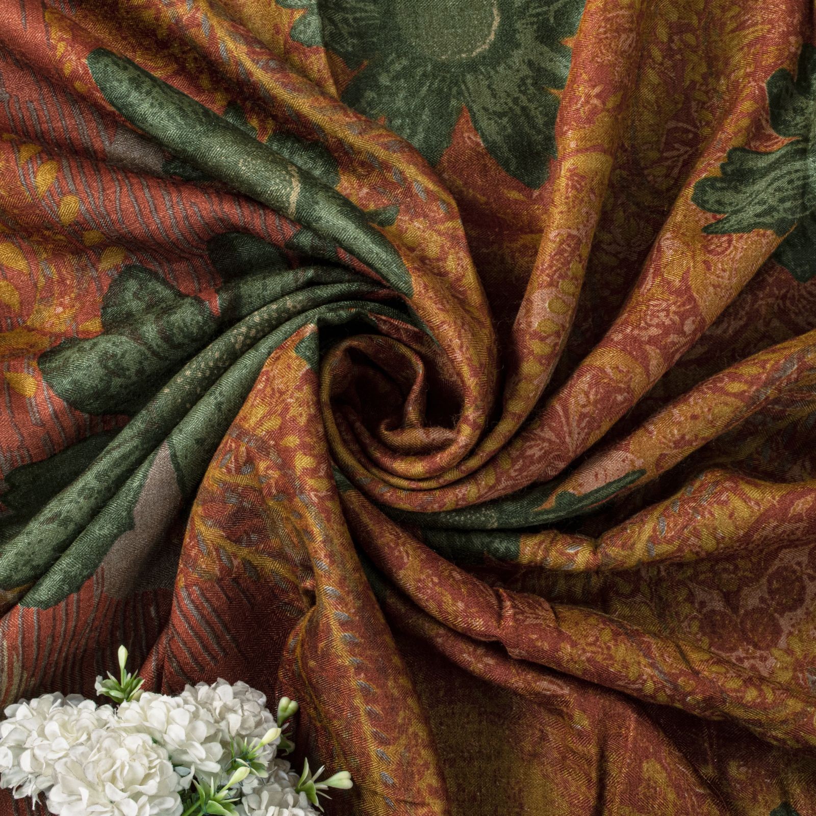 Sanskriti Vintage Soft Yellow Pure Woolen Saree Floral Printed Sari 5+Yd Fabric