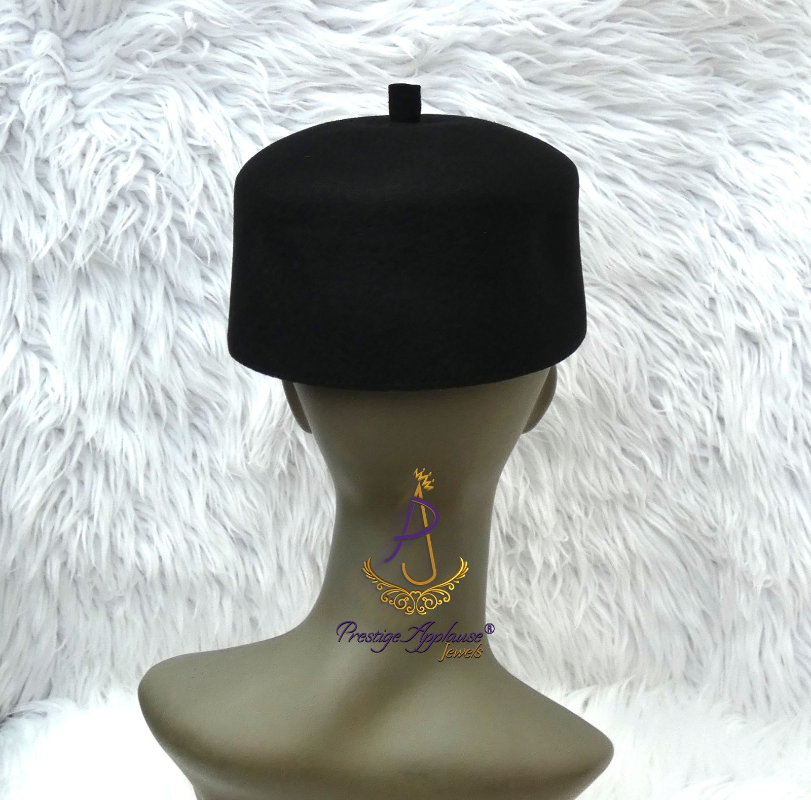 Black Red Chieftaincy Ozo African Traditional Cap | Igbo Hat Fez Style Wool Cap