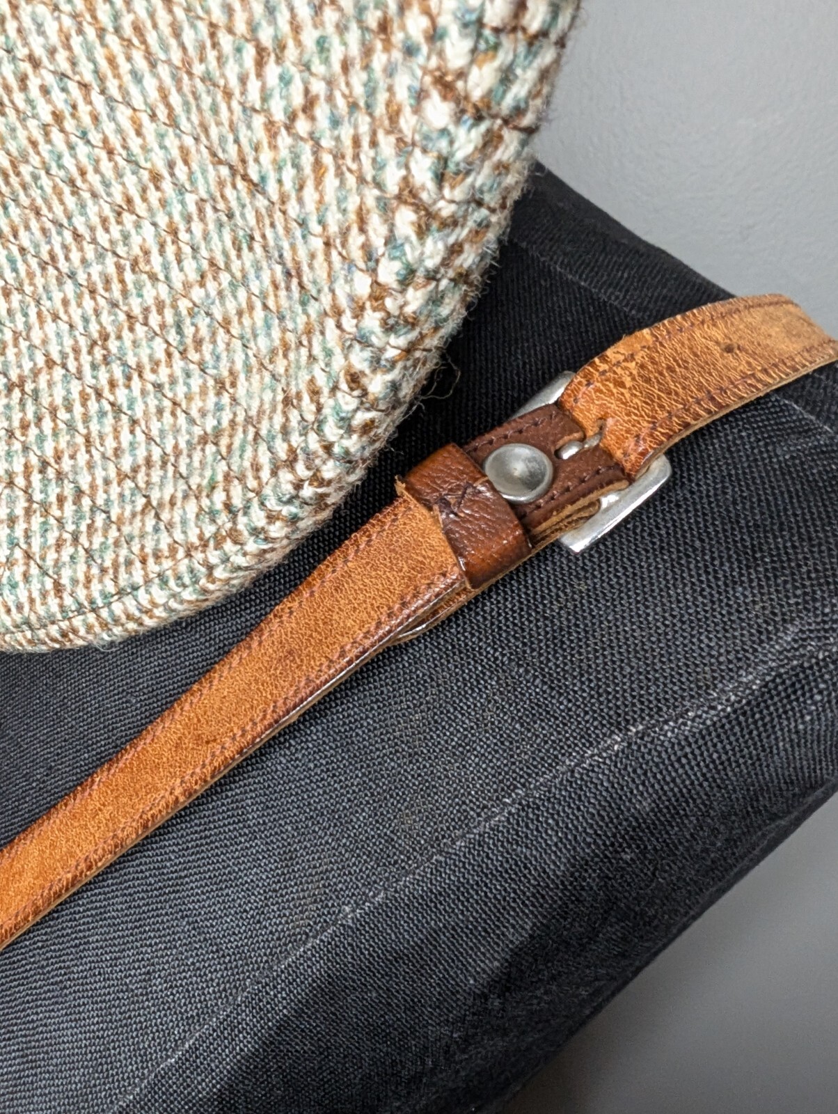 Vintage Nicolson’s Edinburgh Scotland Matching Tweed & Leather Sporran Bag & Hat