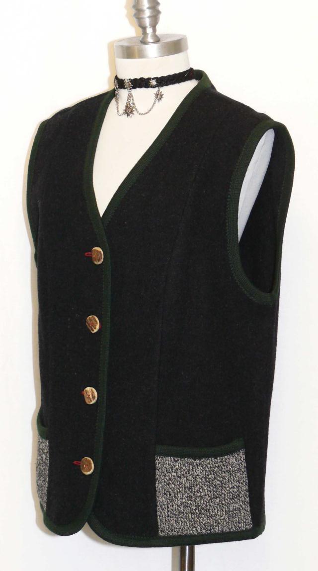 WOOL Jacket VEST Women EMBROIDERED German Hunting WINTER Dress Eu 42 12 M