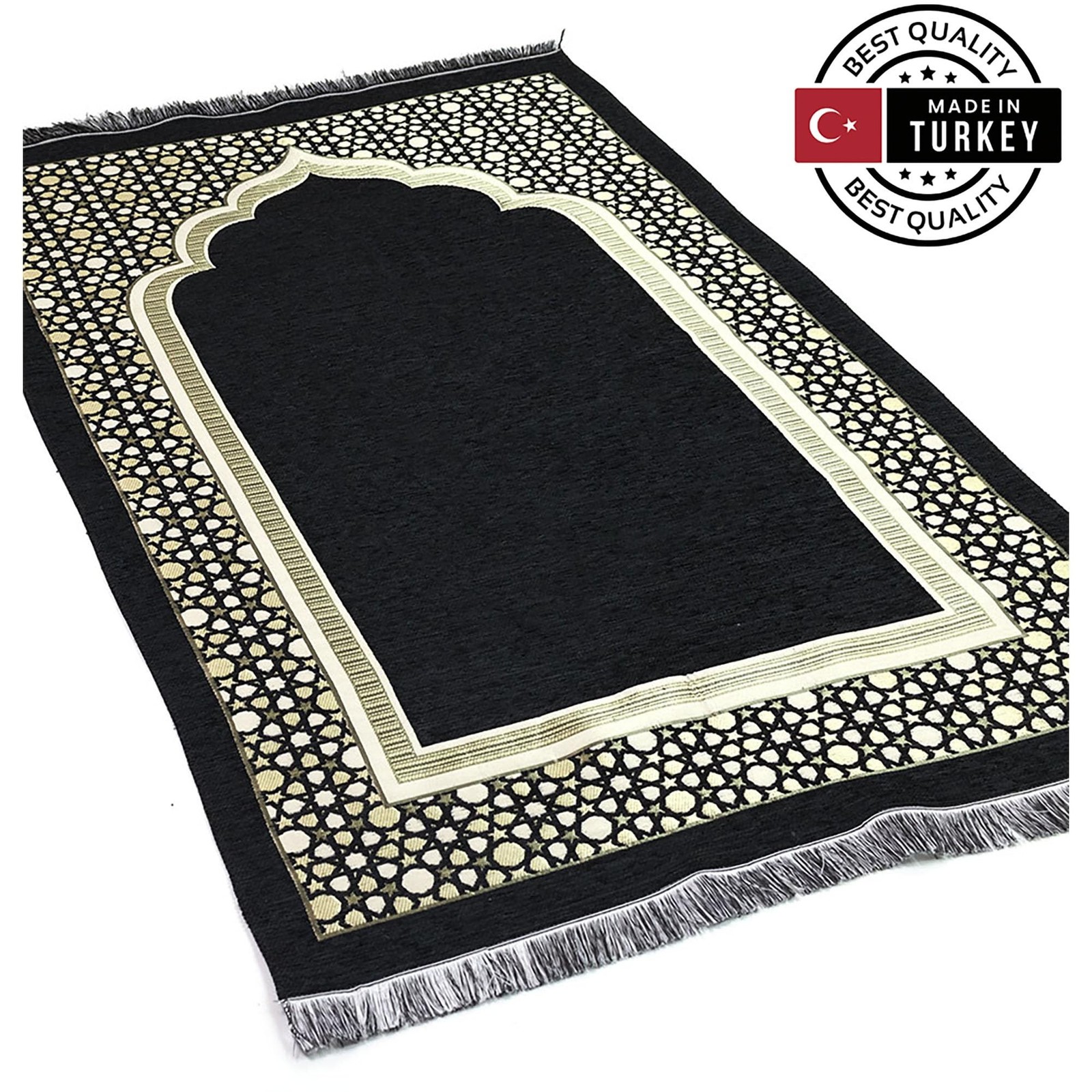 Modefa Turkish Islamic Prayer Mat – Thin Woven Chenille Sajjadah – Intricate …