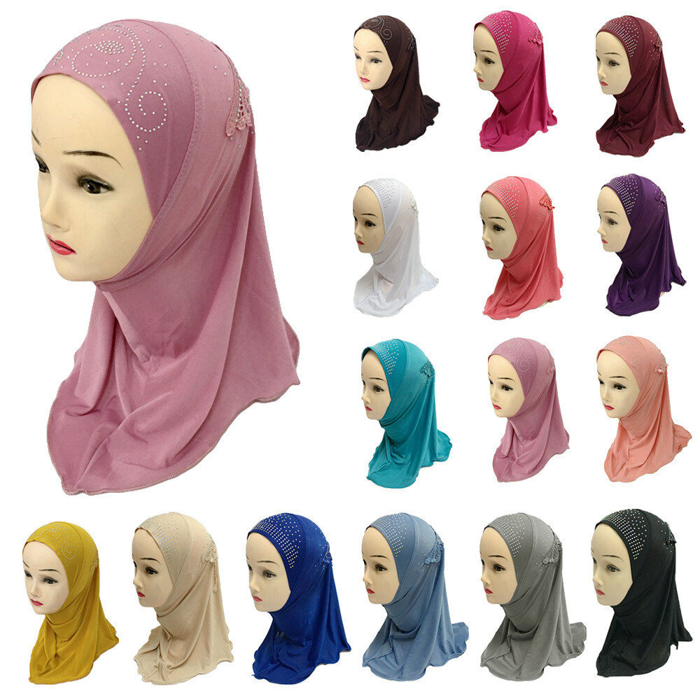 2-6Y Amira One Piece Muslim Islam Kids Girls Hijab Scarf Head Wrap Turban Shawls